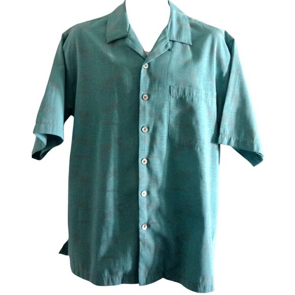 Guy Harvey Men's Shirt Medium M Short Sleeve Fish Palm Trees Turquoise - Picture 1 of 4